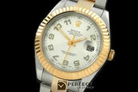 R41DJT00131 SS/YG Oyster Fluted White Blue Num Asian Eta 2836-2