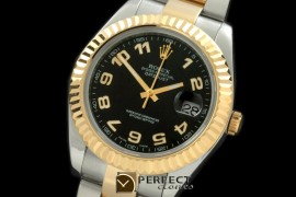 R41DJT00132 SS/YG Oyster Fluted Black Gold Num Asian Eta 2836-2