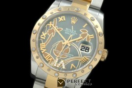 RDJMT06002 2011 Flora Oyster/Diam SS/YG M-Green Swiss Eta 2836-2