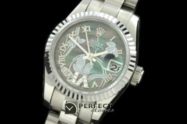 RDJLS06012 2011 Flora Pres/Fluted SS M-Green Swiss Eta 2671-2
