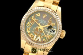 RDJLF06012 2011 Flora Pres/Fluted YG M-Green Swiss Eta 2671-2