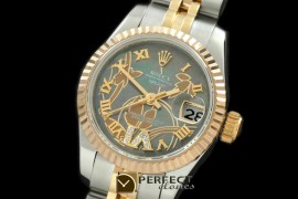 RDJLT06042 2011 Flora Jubilee/Fluted SS/YG M-Green Swiss Eta 267