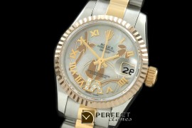 RDJLT06011 2011 Flora Pres/Fluted SS/YG P-White Swiss Eta 2671-2