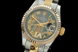 RDJLT06012 2011 Flora Pres/Fluted SS/YG M-Green Swiss Eta 2671-2