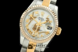 RDJLT06071 2011 Flora Oyster/Fluted SS/YG P-White Swiss Eta 2671