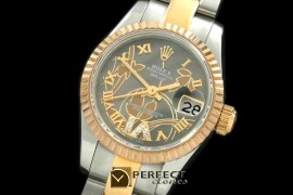 RDJLT06072 2011 Flora Oyster/Fluted SS/YG M-Green Swiss Eta 2671