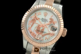RDJLTR06011 2011 Flora Pres/Fluted SS/RG P-White Swiss Eta 2671-