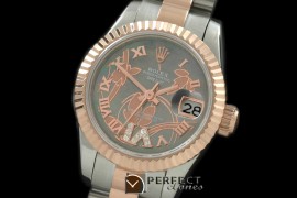 RDJLTR06012 2011 Flora Pres/Fluted SS/RG M-Green Swiss Eta 2671-