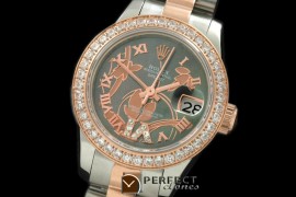 RDJLTR06022 2011 Flora Pres/Diam SS/RG M-Green Swiss Eta 2671-2