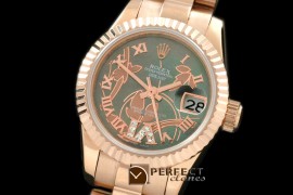 RDJLFR06012 2011 Flora Pres/Fluted RG M-Green Swiss Eta 2671-2