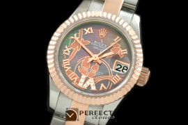 RDJLTR06072 2011 Flora Oyster/Fluted SS/RG M-Green Swiss Eta 267