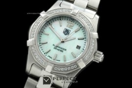 TGAQL10086 Aqracer Ladies SS/SS/Diam MOP Wht Stk S-Qtz