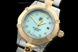TGAQL10167 Aqracer Ladies TT/TT MOP Blue Diam S-Qtz