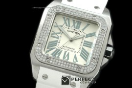 CARS00036WT Santos 10Mid SS/RU/DIAM Wht Swiss 2671