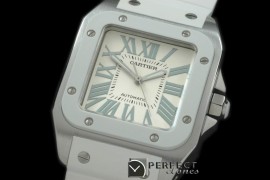 CARS00031 Santos 10Mid SS/RU Wht/Wht Swiss Eta2671