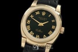 RLCM00207 Ladies Mini Cellini YG/LE Black Roman Swiss Quartz