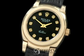 RLCM00217 Ladies Mini Cellini YG/LE Black Diam Swiss Quartz