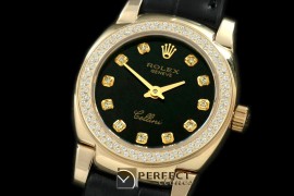 RLCM00217D Ladies Mini Cellini YG/LE Black Diam Swiss Quartz