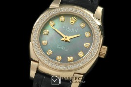 RLCM00216D Ladies Mini Cellini YG/LE MOP Green Diam Swiss Quartz