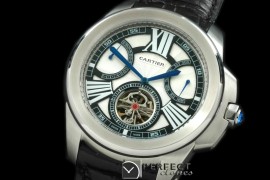 CARCC10033 Calibre de Cartier Calender Tourbillon SS/LE Wht/Blk