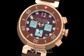 LVD01011 Tambour Men Diving Chrono RG/RU Brown Jap OS Qtz