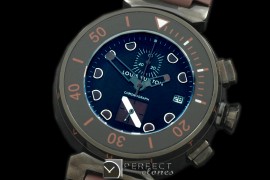 LVD02021 Tambour Men Diving Chrono PVD/RU Black/Brown Jap OS Qtz