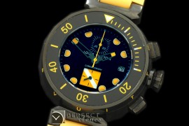 LVD02022 Tambour Men Diving Chrono PVD/RU Black/Yellow Jap OS Qt