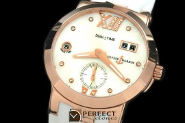 UNDT10021 Dual Time Ladies RG/RU White Asian 2813 23J