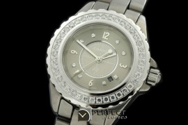 CHA-CM-2001D J12 Chromatic Ladies TI/CER Grey Jap Quartz/Boxset