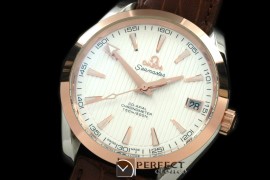 OMAT10011 Aqua Terra Seamaster SS/RG/LE White Asian 2813
