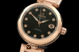 OMDEL00112 Deville Ladymatic RG/RG Blk Swiss Quartz