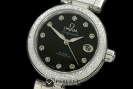 OMDEL00102D Deville Ladymatic SS/SS/Diam Blk Swiss Quartz