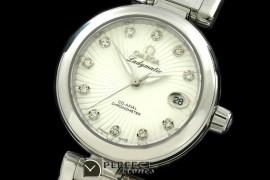 OMDEL00101 Deville Ladymatic SS/SS Wht Swiss Quartz