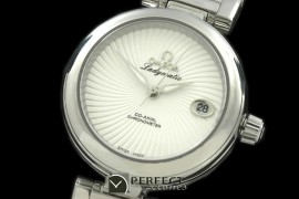 OMDEL00103 Deville Ladymatic SS/SS Wht Swiss Quartz