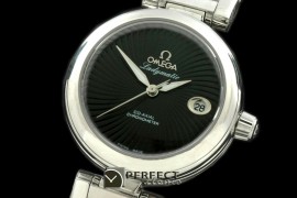 OMDEL00104 Deville Ladymatic SS/SS Blk Swiss Quartz