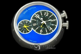 LV-ALM-1003 Tambour Style Alarm Clock with GMT SS Blue / Boxset