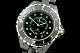 CHA-41-112 J12 Oversize Black Ceramic Diam Asia 2813 21J