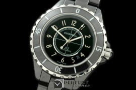 CHA-41-102 J12 Oversize Black Ceramic Num Asia 2813 21J
