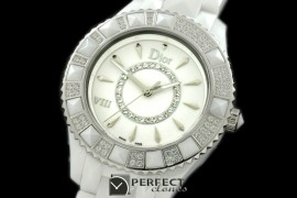 CD00107 Dior VIII Full Size Cer/Cer/Diam White Jap Quartz