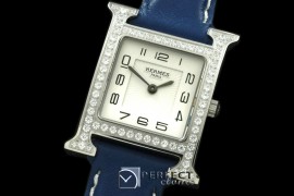 HE00101D H Hour SS/LE/Diam White Swiss Quartz