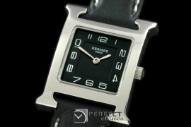 HE00102 H Hour SS/LE Black Swiss Quartz