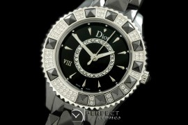 CD00108A Dior VIII Mid Size Cer/Cer/Diam Black Jap Quartz