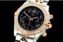 BLB01-20062 Chronomat B01 TT SS/RG/Diam Black Roman A-7750