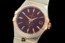 OMCO00754D Double Eagle Midsize Auto SS/RG/Diam Brown Stk Asian