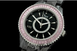 CD00125 Dior VIII Full Size Cer/Cer/Pink Ruby Black Jap Quartz