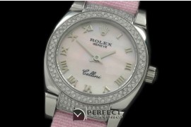 RLCM00104DL Ladies Mini Cellini SS/LE MOP Pink Roman Swiss Quart