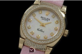 RLCM00214DL Ladies Mini Cellini YG/LE MOP Pink Diam Swiss Quartz