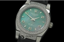 RLCM00130DL Ladies Mini Cellini SS/LE MOP Green Num Swiss Quartz