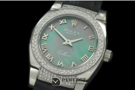 RLCM00110DL Ladies Mini Cellini SS/LE MOP Green Roman Swiss Quar