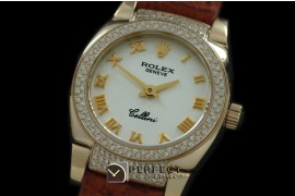 RLCM00201DL Ladies Mini Cellini YG/LE White Roman Swiss Quart